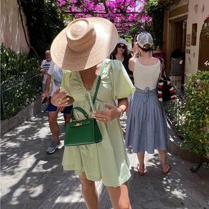 Abercrombie Green Poplin Cotton Puff sleeve mini dress